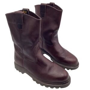 Men's Brown Leather Pull-On Work Boots